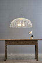 Cray Dome - White - Wire Weave Dome Pendant Light-abc