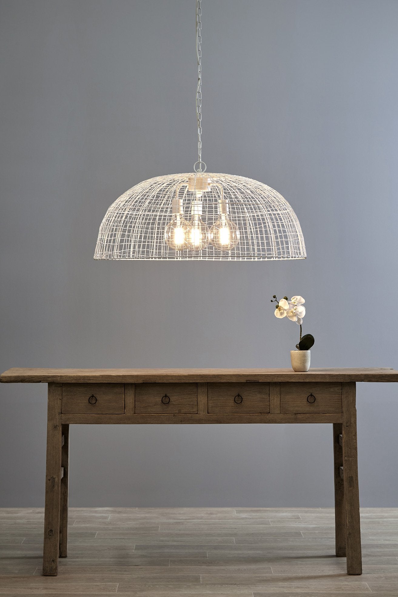 Cray Dome - White - Wire Weave Dome Pendant Light-abc