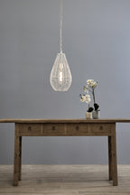 Cray Pot Small - White - Wire Weave Teardrop Pendant Light-abc