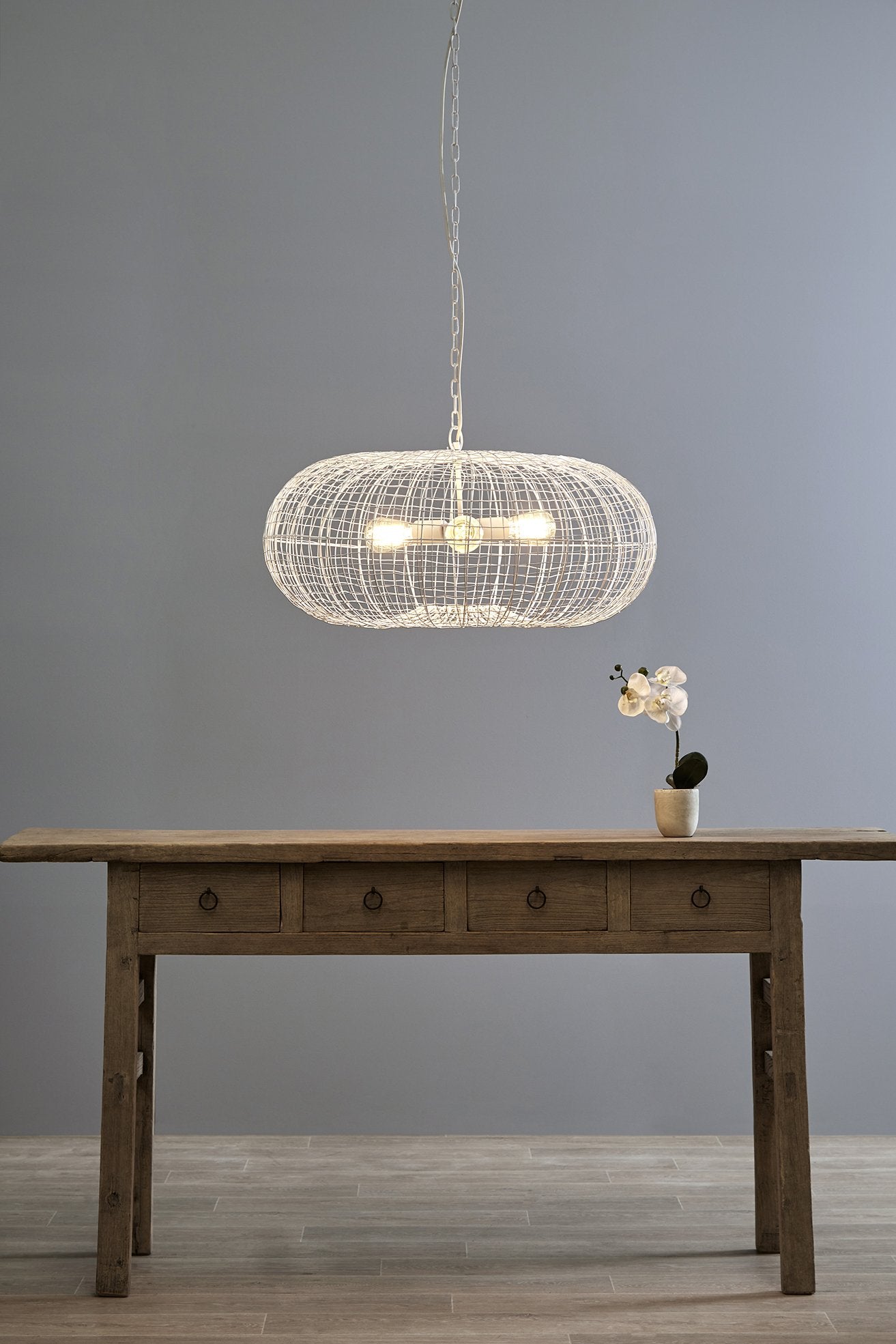 Lobster - White - Wire Weave Ellipse Pendant Light-abc