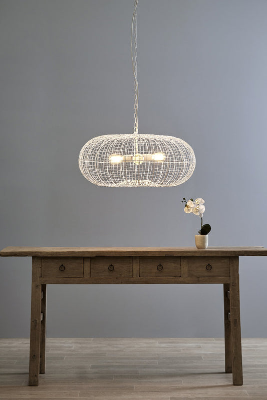 Lobster - White - Wire Weave Ellipse Pendant Light-abc