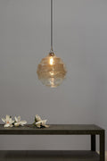 Onda - Champagne/Clear Two-tone Gradient - Medium Rippled Glass Ball Pendant Light-abc