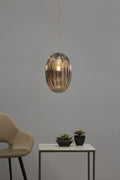 Costolette Small - Smoke Grey - Small Ribbed Glass Pod Pendant Light-abc