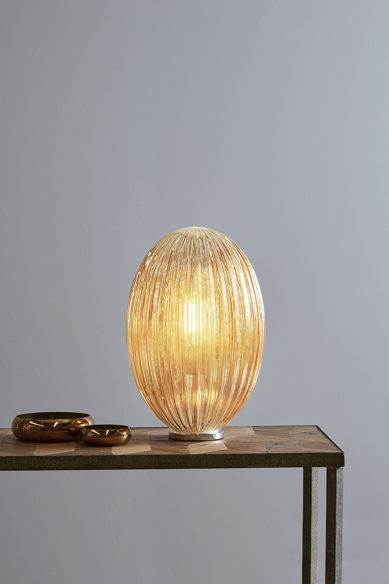Costolette Medium Table - Champagne - Medium Ribbed Glass Pod Table Lamp-abc