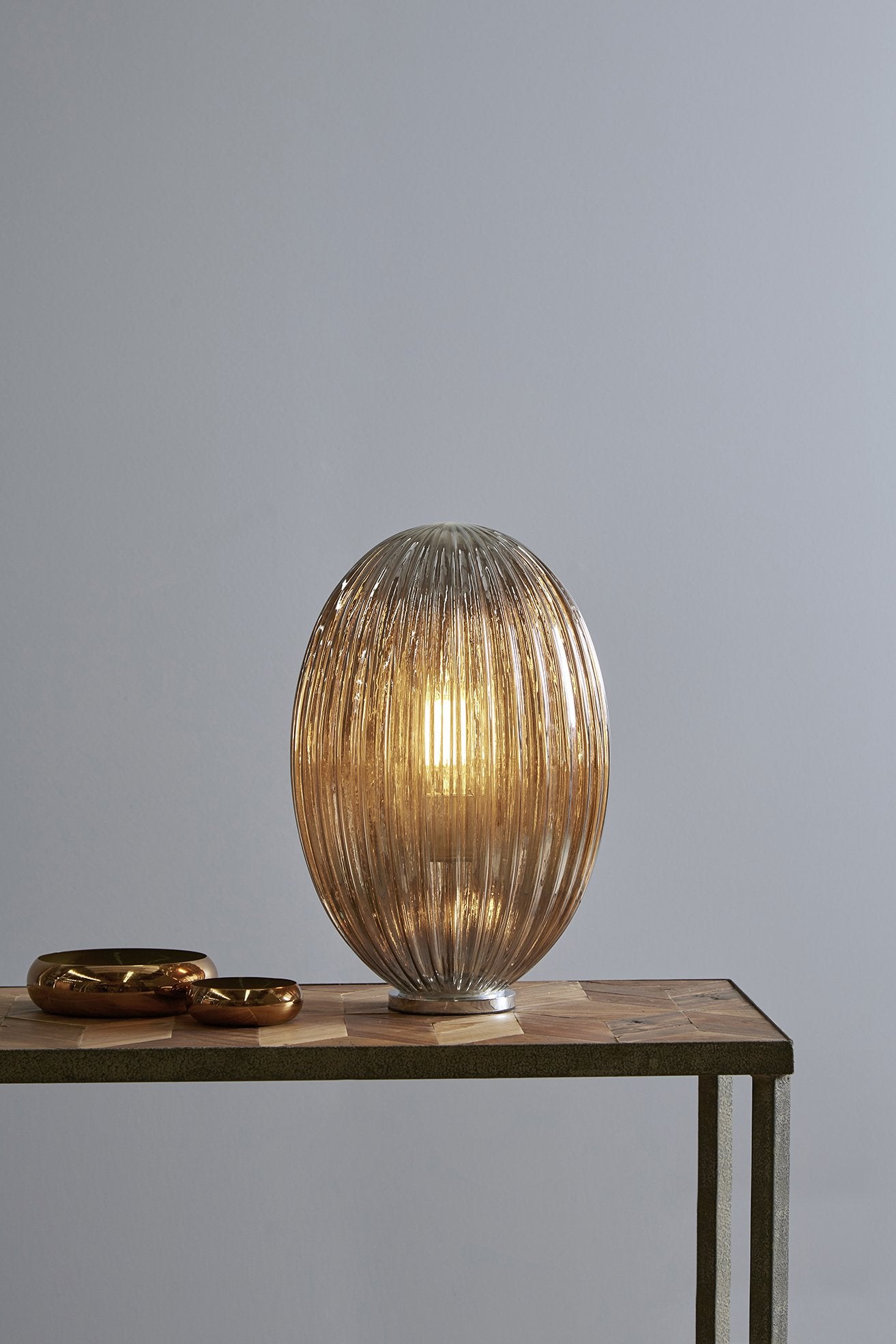 Costolette Medium Table - Smoke Grey - Medium Ribbed Glass Pod Table Lamp-abc