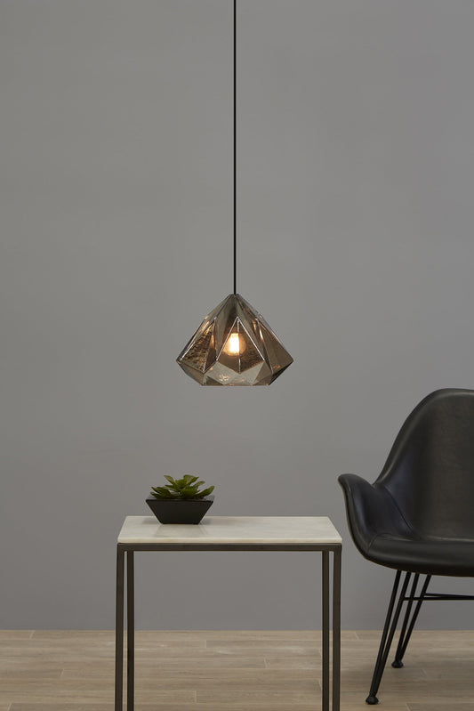 Graff - Smoke Grey - Small Faceted Glass Droplet Pendant Light-abc