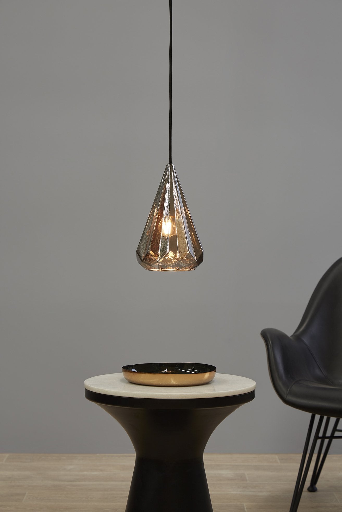 Kimberly Small - Smoke Grey - Small Faceted Glass Teardrop Pendant Light-abc