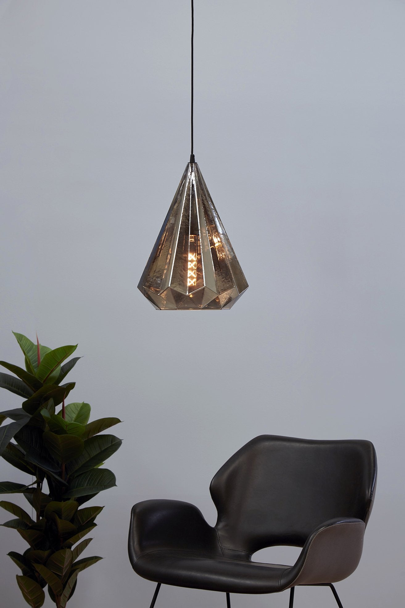 Kimberly Large - Smoke Grey - Large Faceted Glass Teardrop Pendant Light-abc
