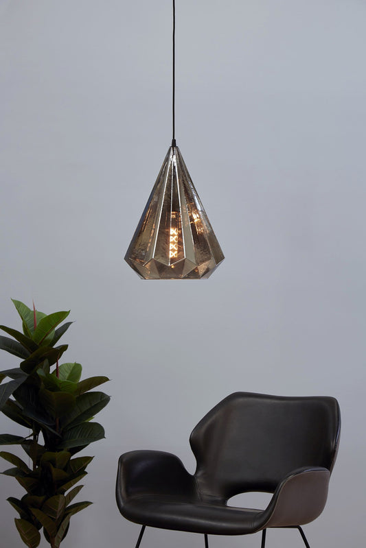 Kimberly Large - Smoke Grey - Large Faceted Glass Teardrop Pendant Light-abc