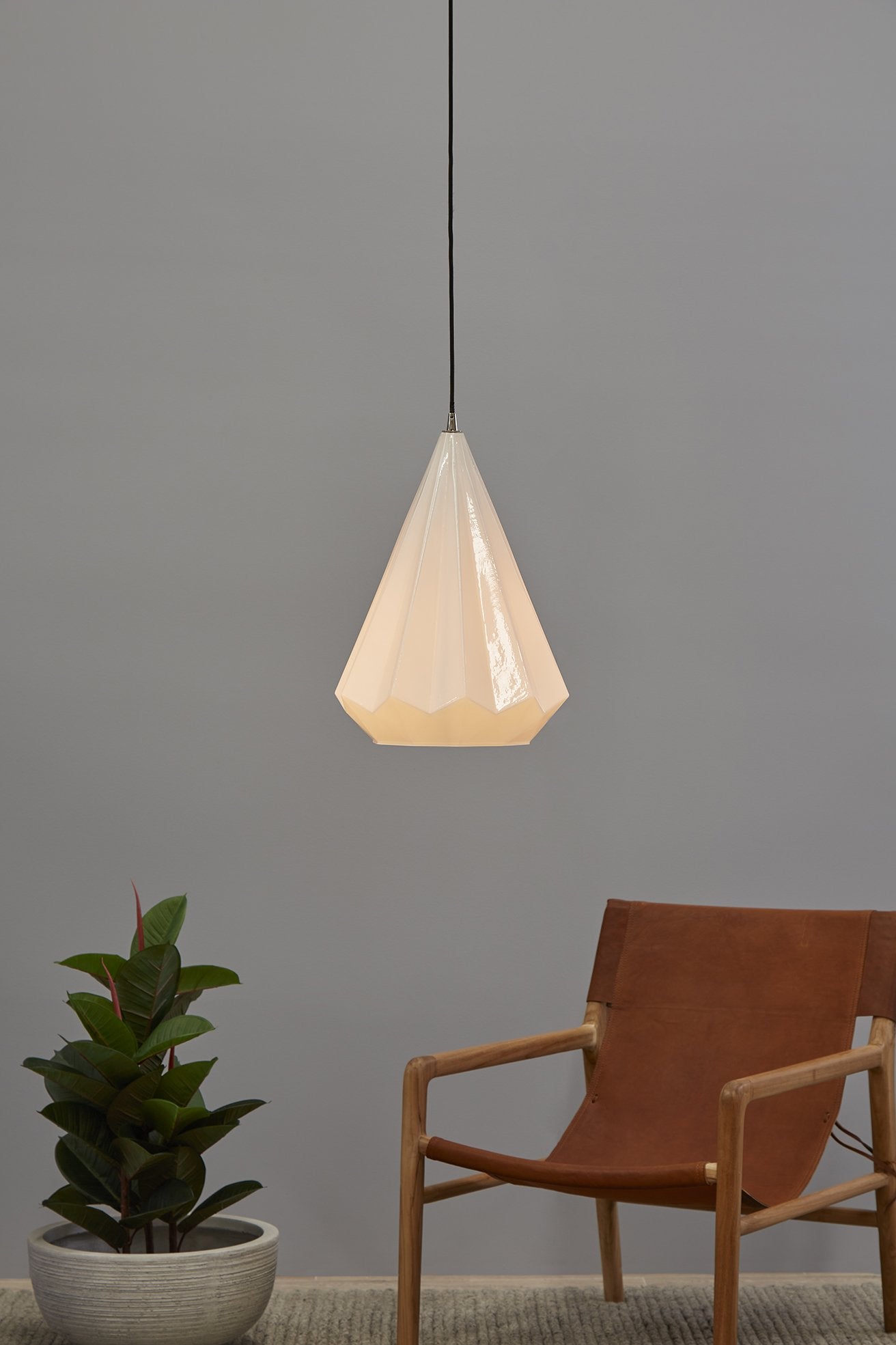 Kimberly Large - Opal White - Large Faceted Glass Teardrop Pendant Light-abc