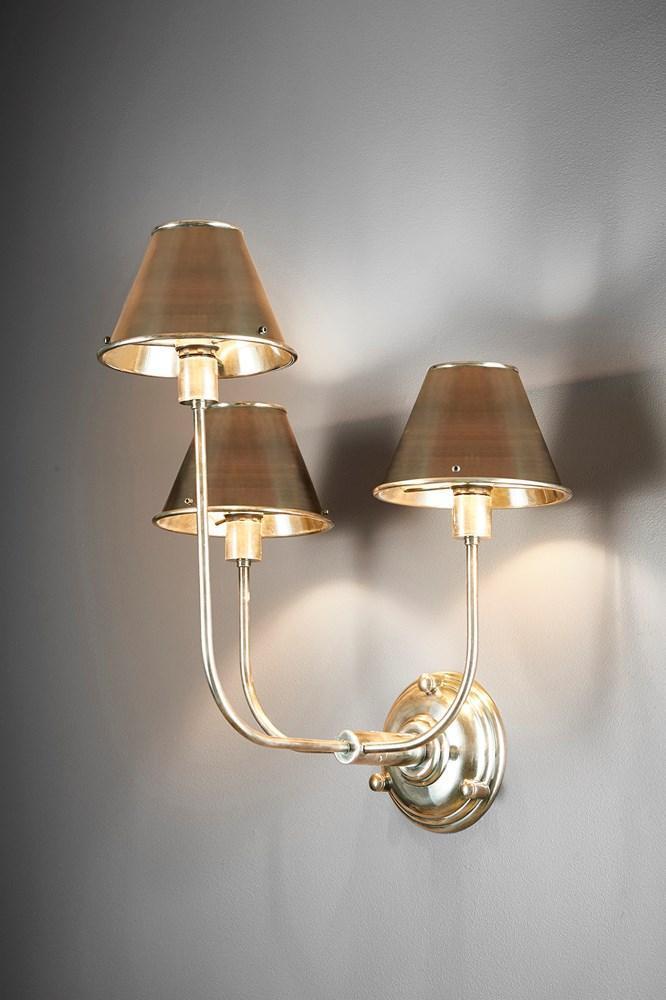 Trilogy 3 Arms Wall - Antique Silver - Metal 3 Arm Wall Light with Antique Silver Metal  Shades-abc