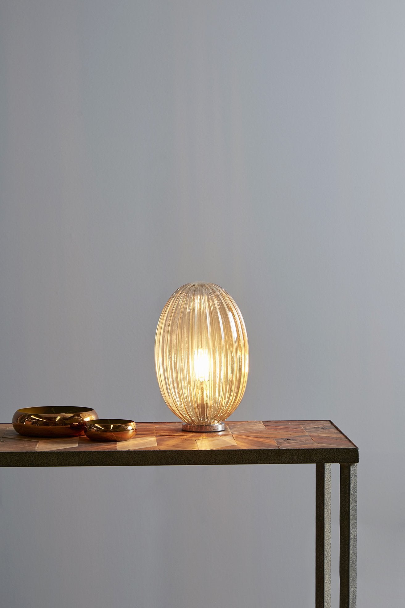 Costolette Small Table - Champagne - Small Ribbed Glass Pod Table Lamp-abc