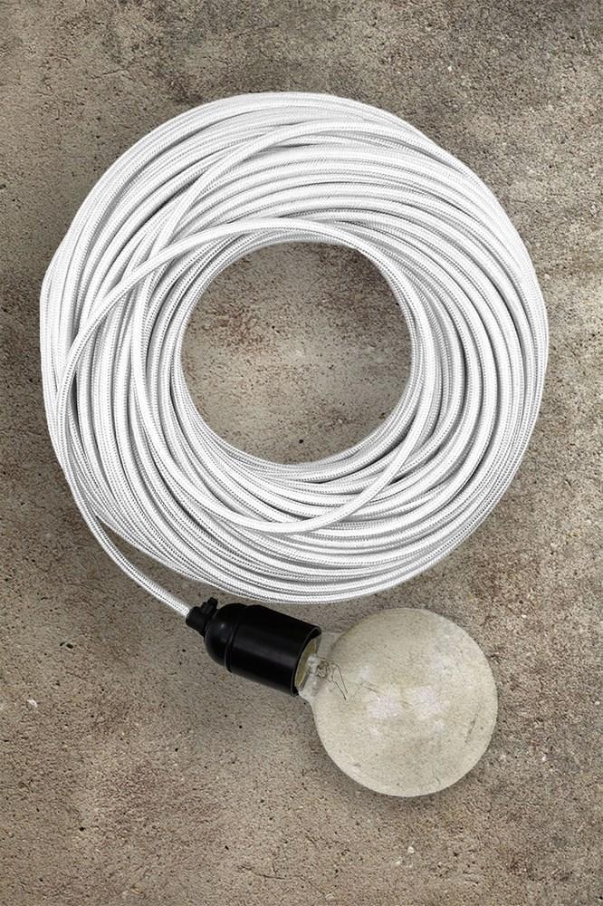Fabric Electrical Cord - White-abc