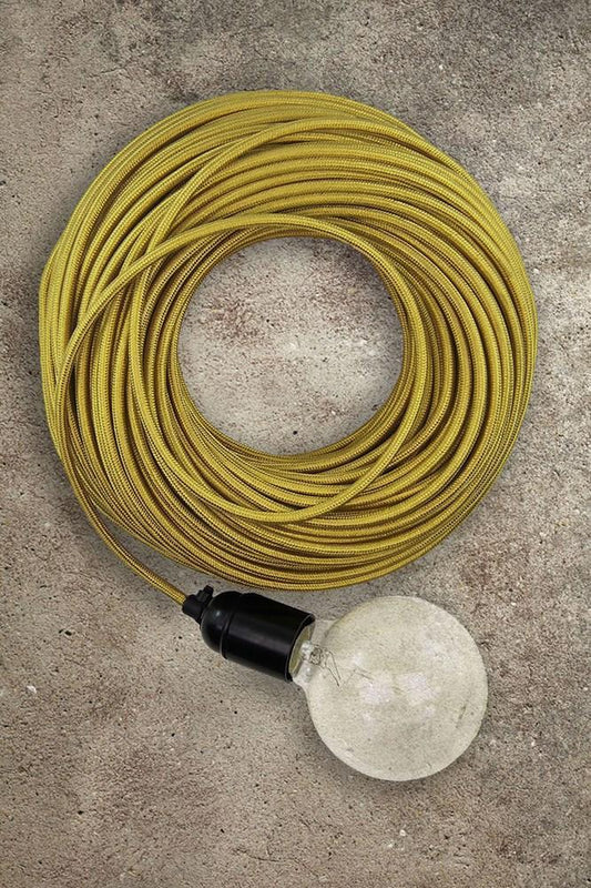Fabric Electrical Cord - Yellow-abc