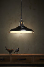 Zetland - Old Black - Enamelled Iron Dish Pendant Light-abc