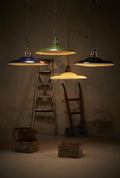 Zetland Large - Old Black - Enamelled Iron Dish Pendant Light-abc