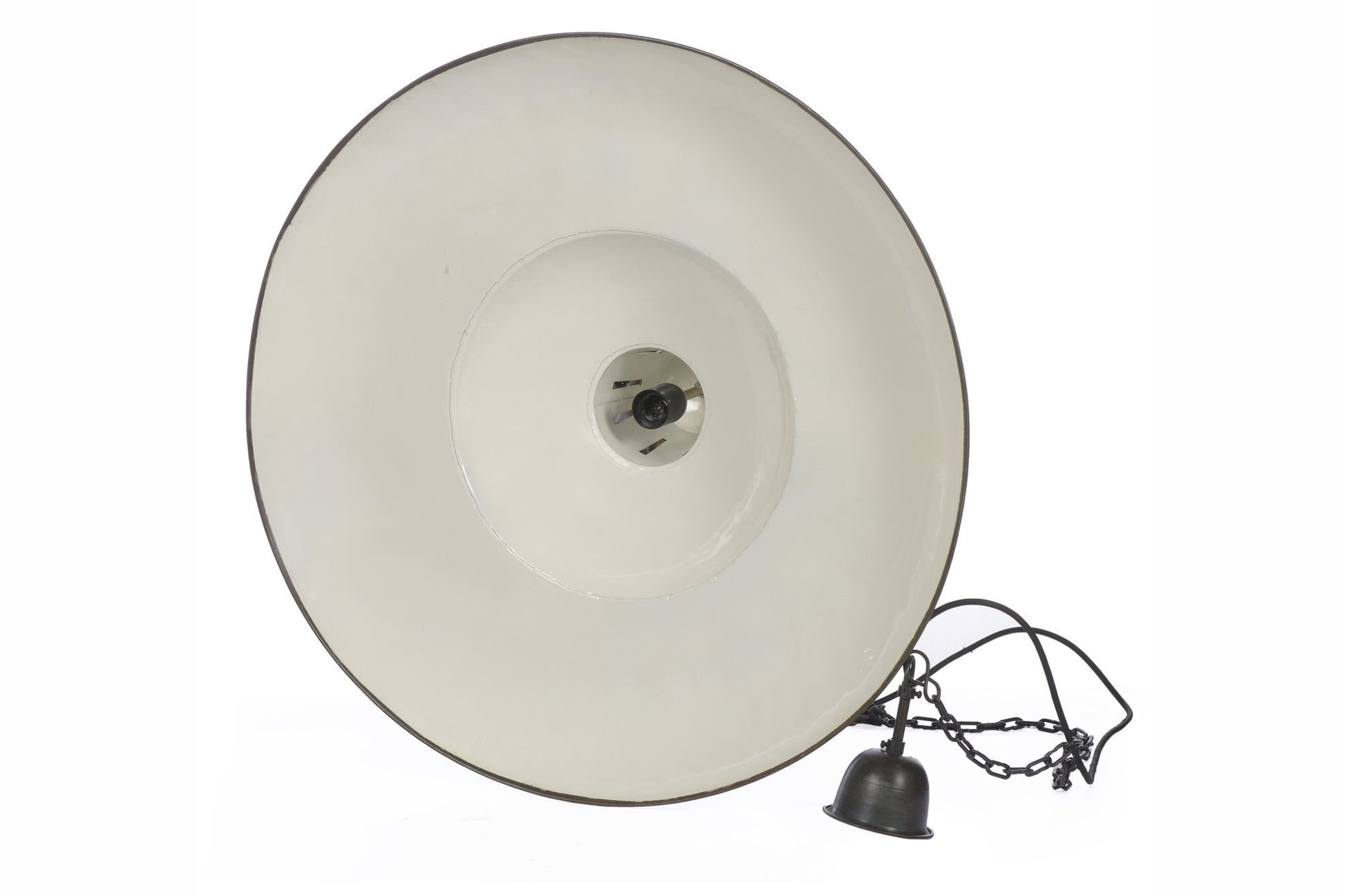 Zetland - Old Black - Enamelled Iron Dish Pendant Light-abc