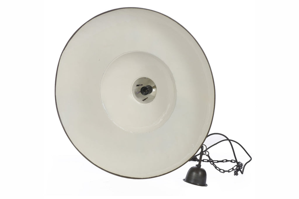 Zetland Large - Old Black - Enamelled Iron Dish Pendant Light-abc