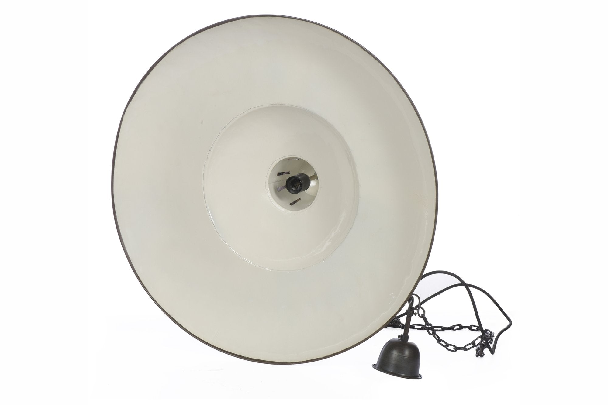 Zetland Large - Old Black - Enamelled Iron Dish Pendant Light-abc