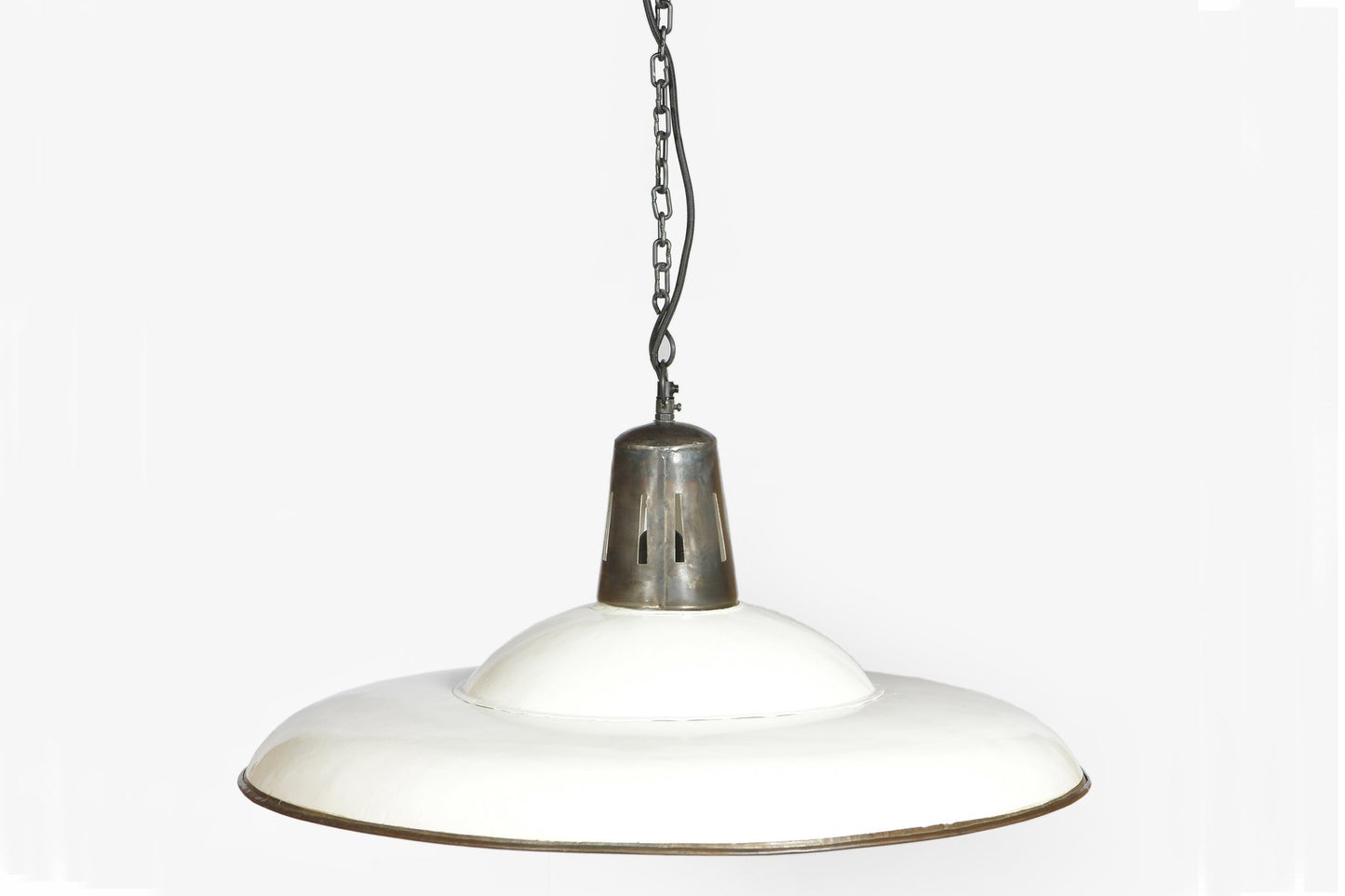 Zetland - Old White - Enamelled Iron Dish Pendant Light-abc
