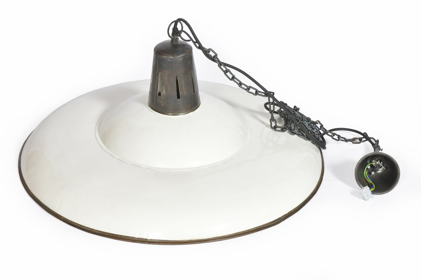 Zetland - Old White - Enamelled Iron Dish Pendant Light-abc