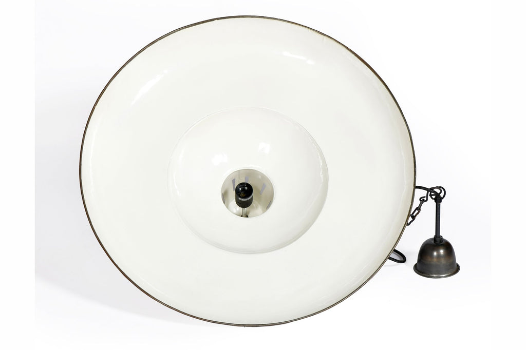 Zetland - Old White - Enamelled Iron Dish Pendant Light-abc