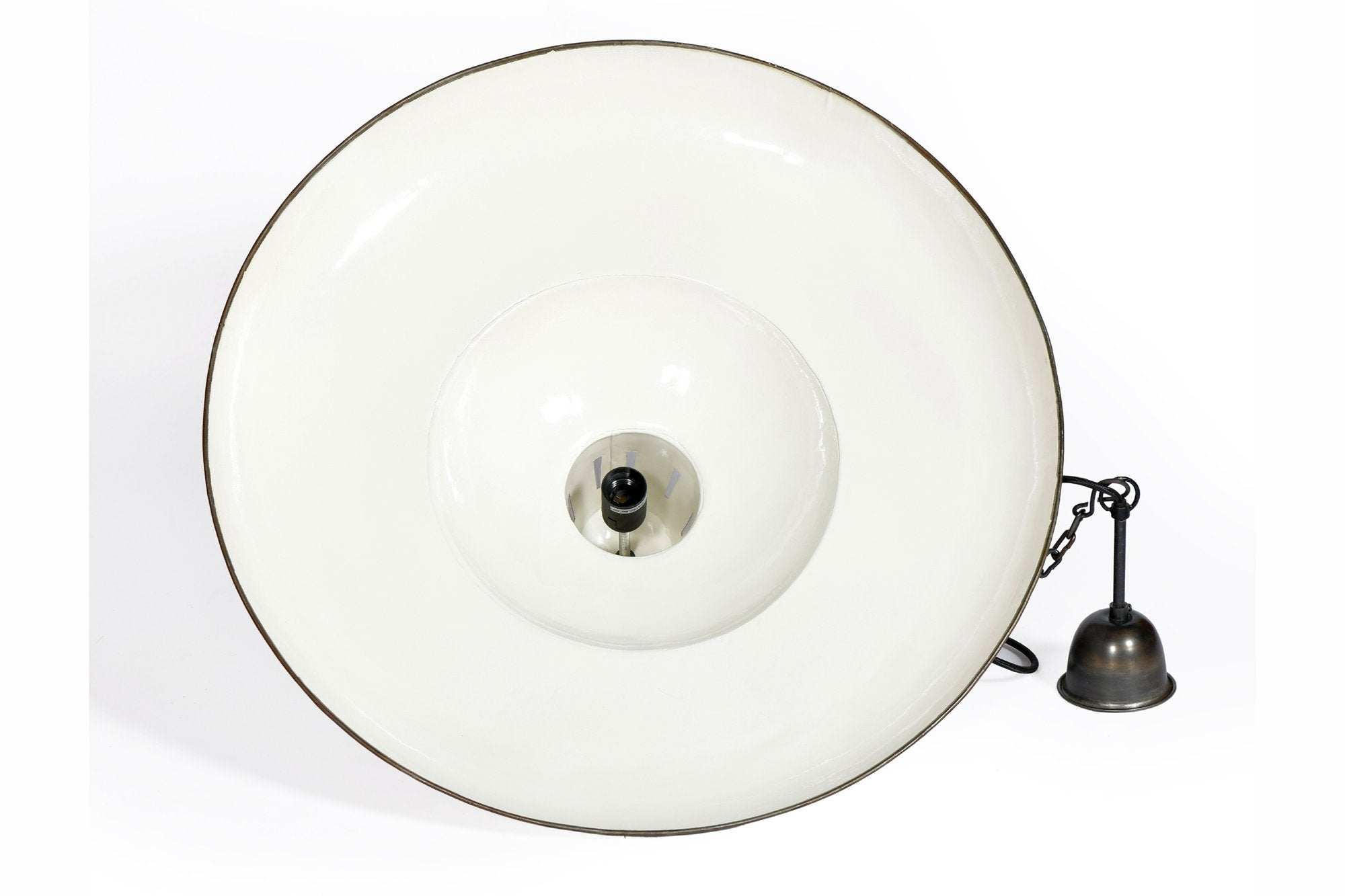 Zetland - Old White - Enamelled Iron Dish Pendant Light-abc
