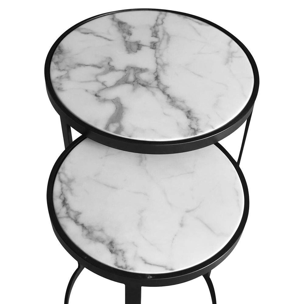 Glory Side Table Set White Marble-abc