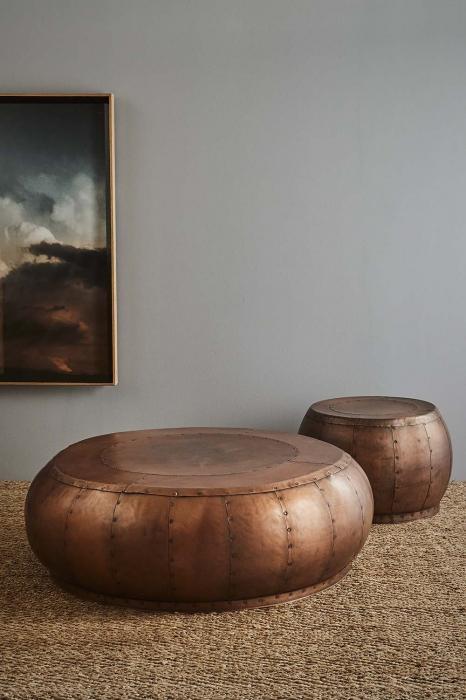 Omega Table Small - Antique Copper - Iron Riveted Side Table-abc