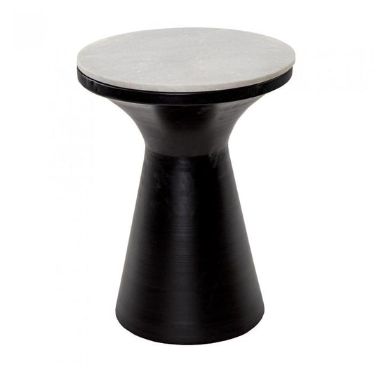 Karela black round table with marble top-abc