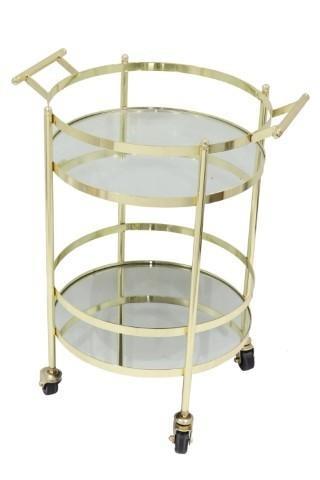 Manhatten Round Stainless Steel and Glass Bar Cart - Gold-abc