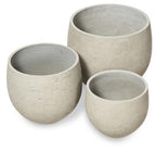 Set of Three Plain Cement Pots - Grey Washed-abc