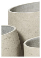 Set of Three Plain Cement Pots - Grey Washed-abc