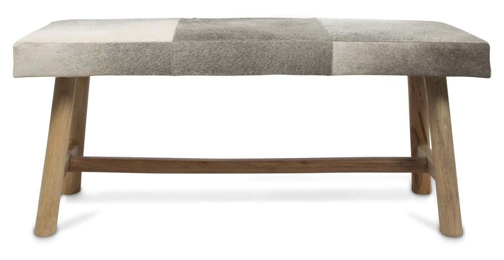 Two Seater Cowhide Bench on Mango Wood Legs-abc