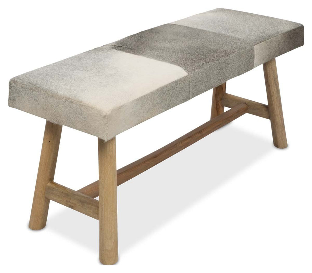 Two Seater Cowhide Bench on Mango Wood Legs-abc