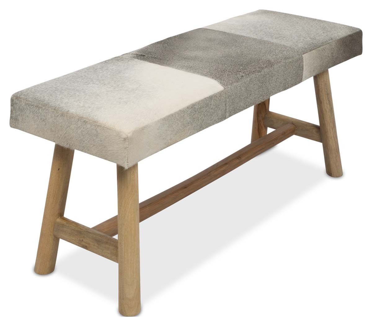 Two Seater Cowhide Bench on Mango Wood Legs-abc