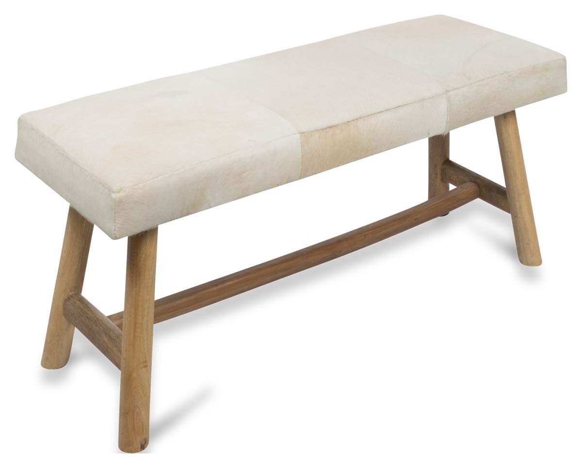 Two Seater Cowhide Bench on Mango Wood Legs-abc