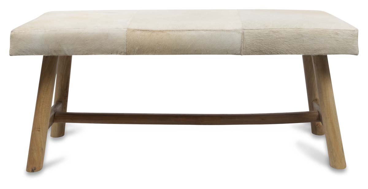 Two Seater Cowhide Bench on Mango Wood Legs-abc
