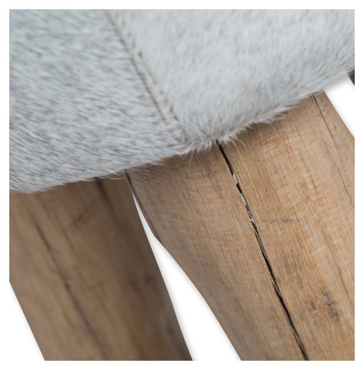Mushroom Cowhide Stool with Eucalyptus Wood Legs-abc