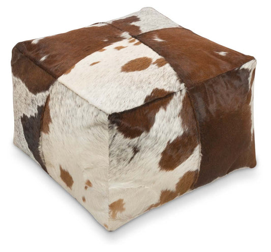Square Block Cowhide Ottoman-abc