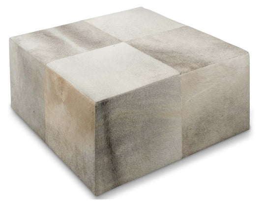 Square Block Cowhide Coffee Table-abc