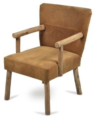 Palermo Leath and Wood Feature Chair - Tan/Natural-abc