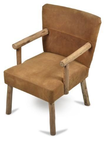 Palermo Leath and Wood Feature Chair - Tan/Natural-abc