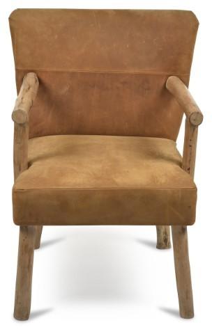 Palermo Leath and Wood Feature Chair - Tan/Natural-abc