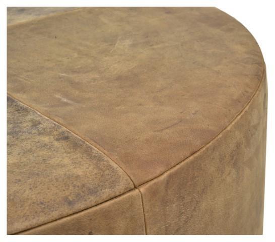 Napa Leather Round Ottoman - Tan-abc