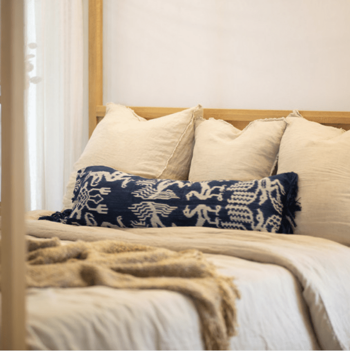 Ikat Kaluda Navy Long Lumber Cushion 35 x 90cm-abc