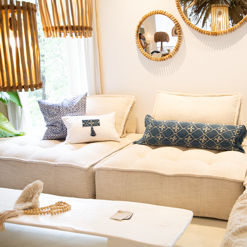 Ikat Kaluda Navy Long Lumber Cushion 35 x 90cm-abc