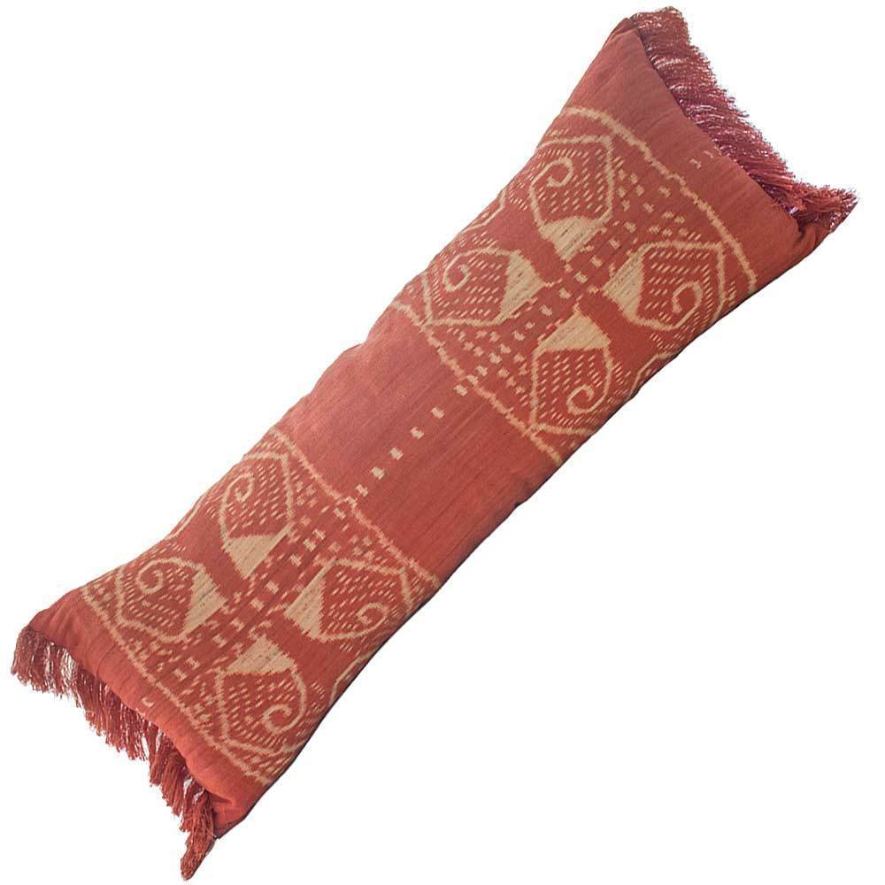 Ikat Morinda Coral Long Lumber Cushion 35 x 90cm-abc