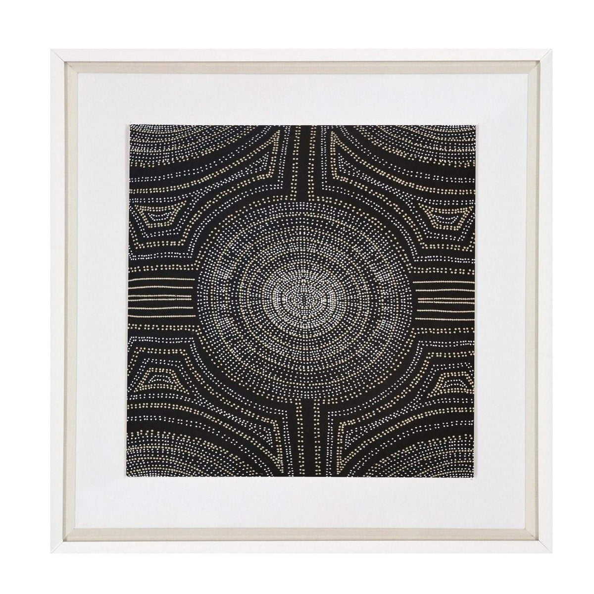 Dreamtime Aboriginal Dot Black Artwork 52x52cm-abc