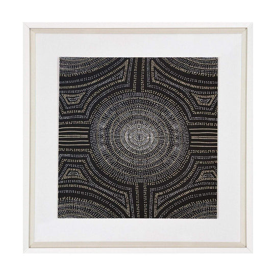 Dreamtime Aboriginal Dot Black Artwork 52x52cm-abc